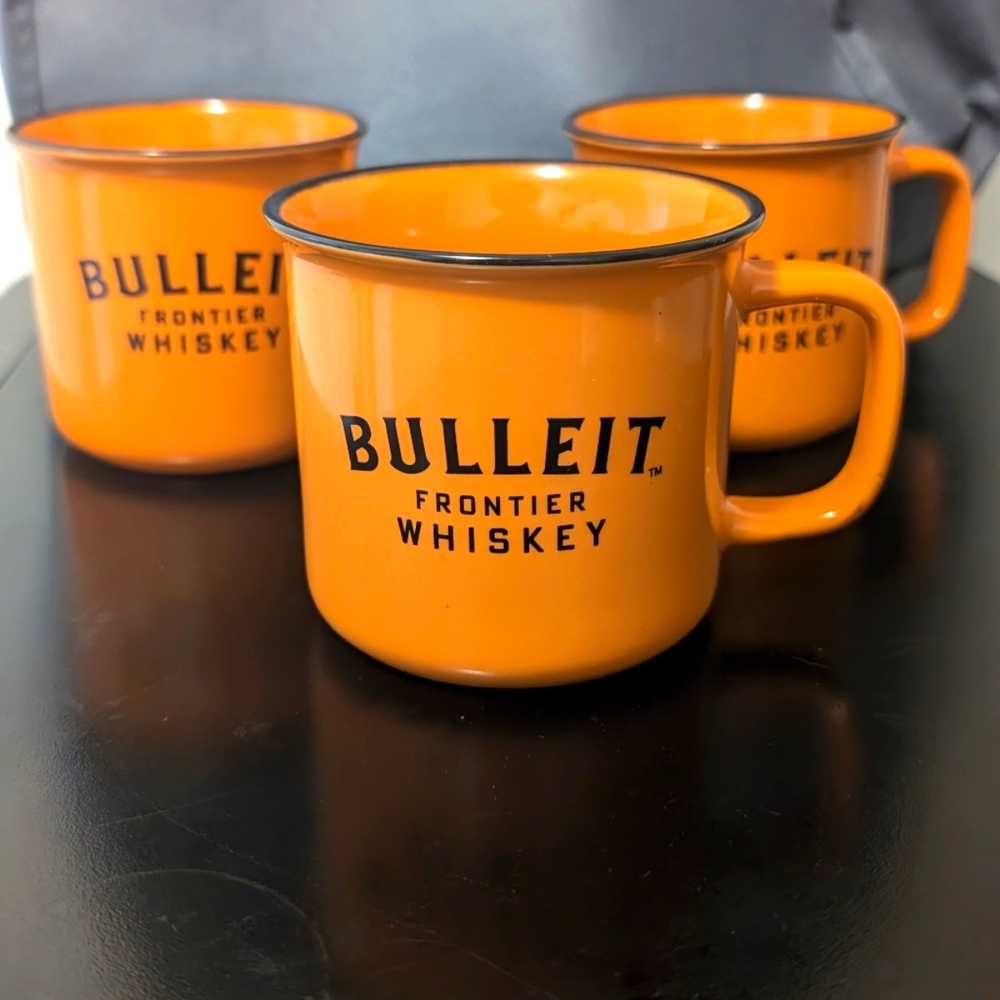 ((ONLY 2 MUGS)) Bulleit Bourbon Whiskey Glazed Ceramic Mugs